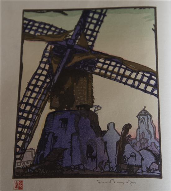 Brangwyn, Frank and Preston, Hayter - Windmills, number 15 of 75, 4to, half vellum, with 16 plates,